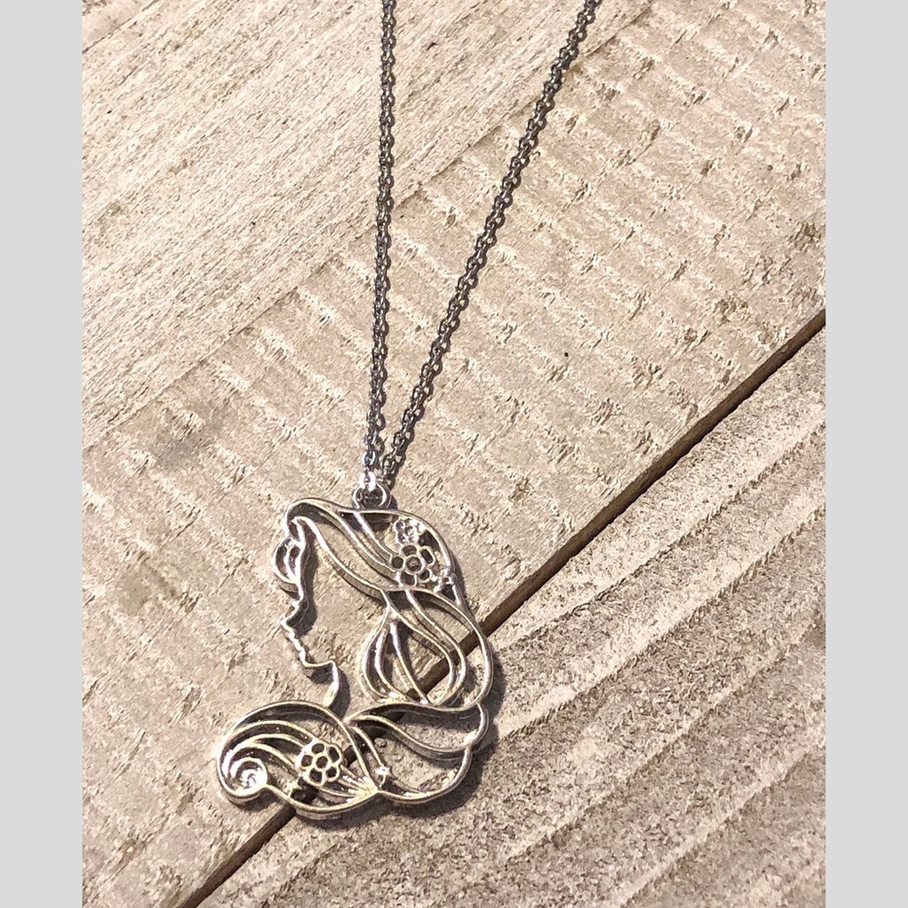 Princess Rapunzel Silhouette Necklace